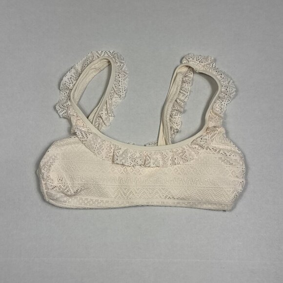 Andie Women's S The Hydra Swim Top Crochet Vanilla Ruffle NWT 9571 - Picture 2 of 15
